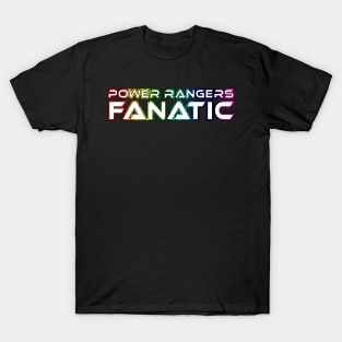 POWER RANGERS "HUGE FAN" White Text / Rainbow Outline T-Shirt